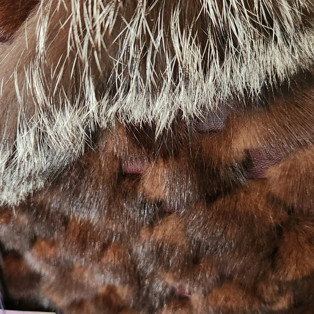 NWT Genuine Mink Fur Real Fox Fur Leather Coat  Only One Available - Picture 12 of 15